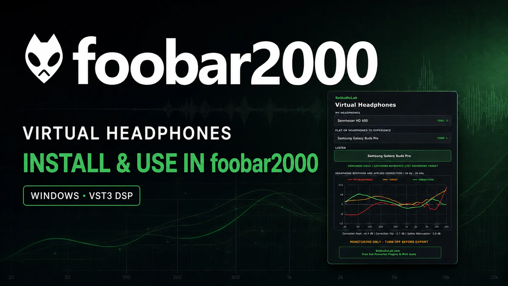 Install and use SolAudioLab Virtual Headphones in foobar2000 on Windows